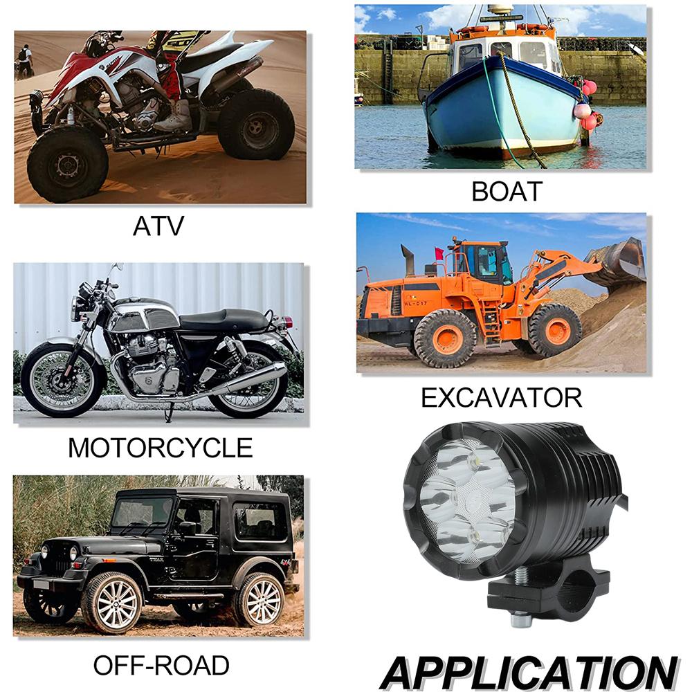 Additional Headlights for Motorcycle Auxiliary Spotlights Universal Moto Driving Fog Lights High Low Flash Beam for ATV Scooter