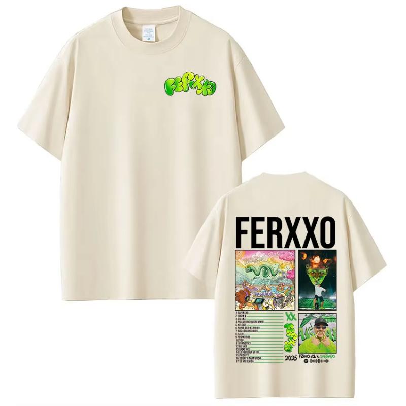 Rapper Feid Ferxxo Tour 2025 Tshirt Unisexs Women Clothing Fashion Hip Hop Tshirts Cotton Casual Oversized Short Sleeve T Shirts