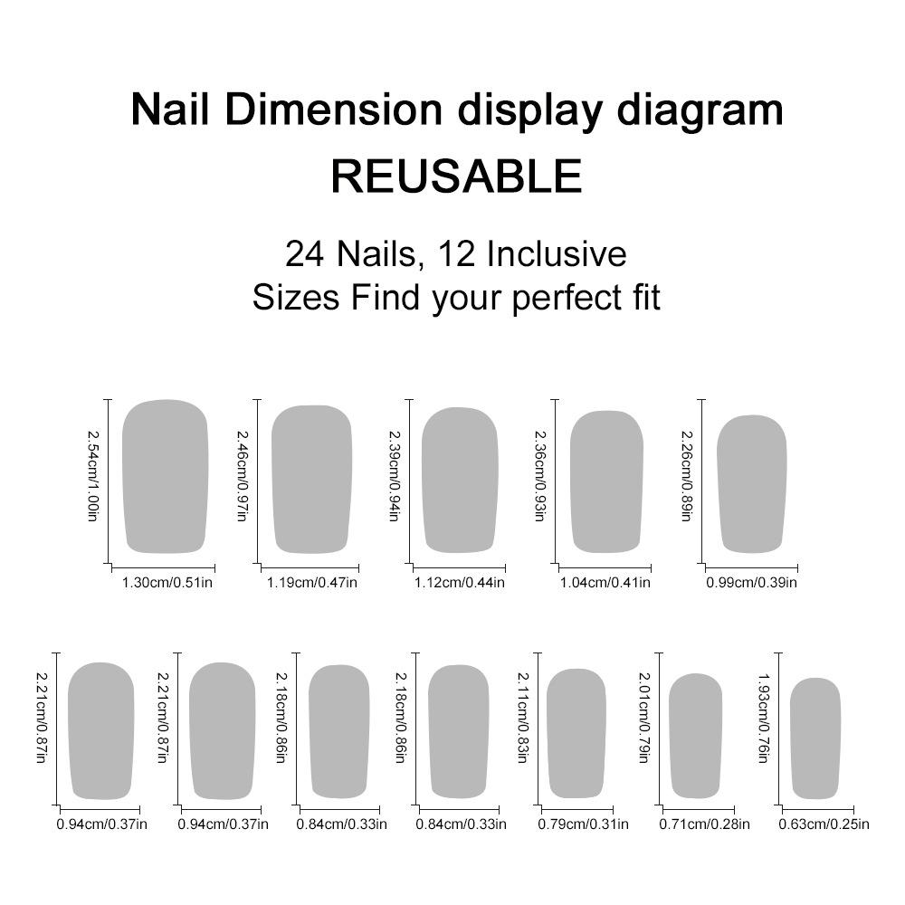 Черные французские стразы Съемные средние прямоугольные накладные ногти