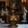 Halloween Middle Finger Witch Ornament Resin Women Bust Figurine Statue Sculpture Home Office Bookshelf Desktop Decoration Gag Gift