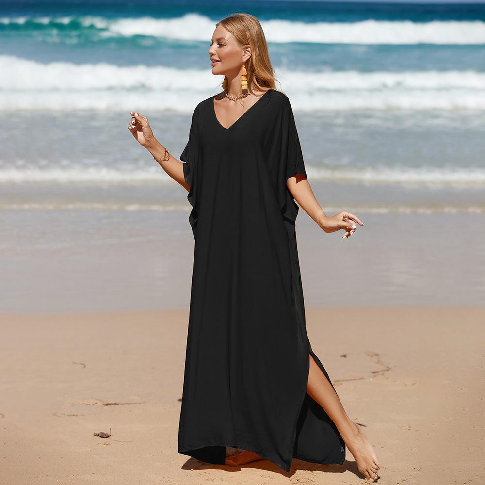Women's Beach Cover Up Loose Plus Size Bohemian Long Dress Bikini Outer Shirt