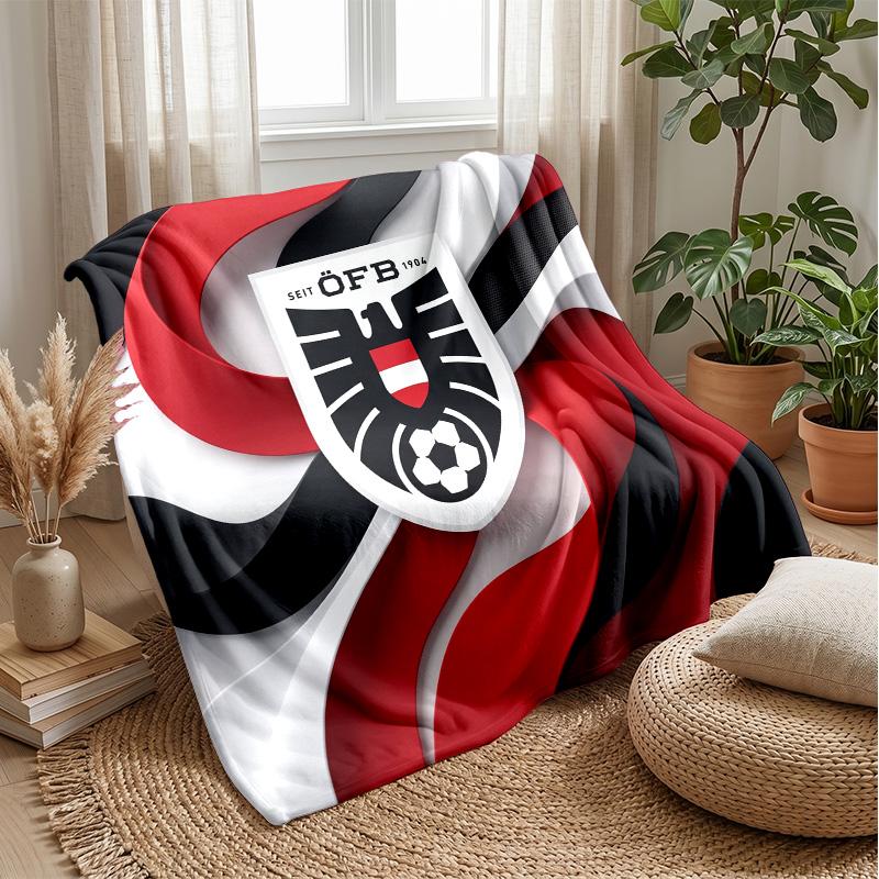 Austria Football Printed Flannel Blanket Skin Friendly Warm Decorative Throw for Indoor Couch Bed Daily Use