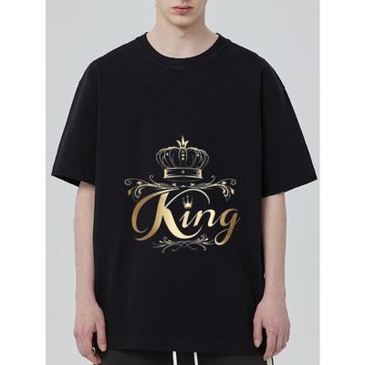 Футболка King Crown Черная Золотая Принт Король для Повседневной Носки и Модных Заявлений