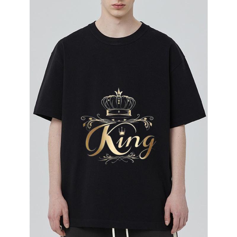 Футболка King Crown Черная Золотая Принт Король для Повседневной Носки и Модных Заявлений