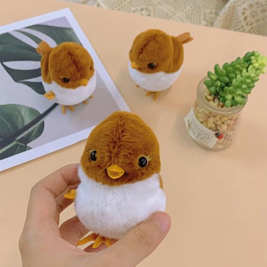 Кукла-кукла Воробей-Птица, игрушка-подвеска, милое животное с перьями, часовой механизм с пряжкой и колокольчиком, интересные прыжки, без батареек