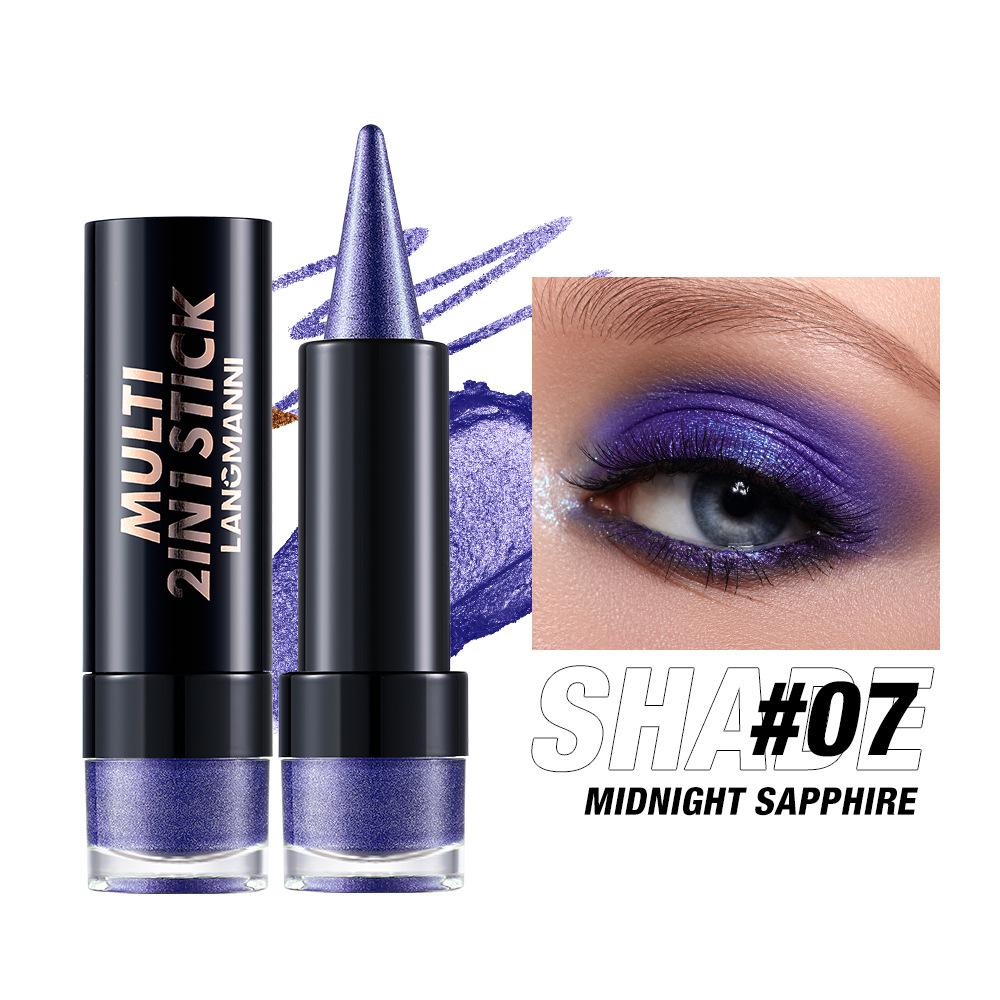 2 в 1 Пуля Перламутровые Тени для век Карандаш-заостренная подводка для глаз Карамельно-коричневый Черный Тени для век Макияж Шелковистые Гладкие Водостойкие Стойкие Тени для век