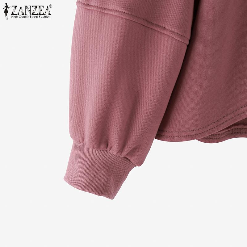 ZANZEA Женские осенние свитера-пуловеры с круглым вырезом и длинным рукавом-фонариком