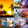 DIY 5D Lighthouse Landscape Diamond Painting Rhinestone Picture Full Round Full Diamond Embroidery Gift Mosaic Decoration Kit