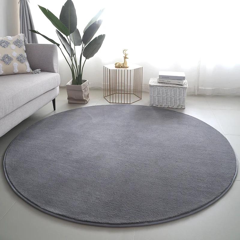 Minimalist Coral Fleece Round Rug Living Room Sofa Coffee Table Mat Non-Slip Soft Bedroom Bedside Carpet Home Decoration