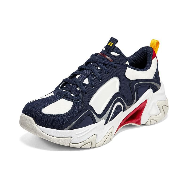 Skechers Stamina V3 Mecha Shoes Третье Поколение Синтетическая Кожа На Шнуровке Низкие Папины Кроссовки Женские Кроссовки Синий Красный 896212-NVRD