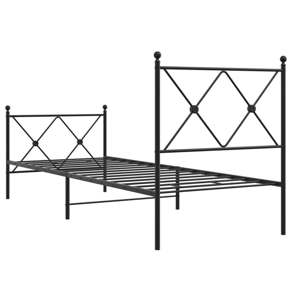 vidaXL Bettgestell mit Kopf- und Fußteil Metall Schwarz 75x190 cm