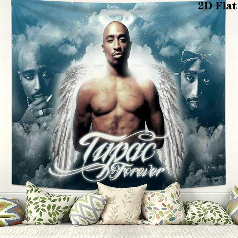 Tupac Poster Wall Tapestry Aesthetic Wall Hanging Printed Fabric Blanket Decorative Tapestries for Bedroom Living Room Home Decor