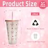 Бутылка для воды Kawaii, эстетический стакан для льда, кофе, сока, чая, симпатичные пластиковые стаканчики с бантом и крышкой-соломинкой, портативная бутылка для питья