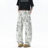 Retro Tie-dyeing Pants for Men's Summer High Street Loose Wide-leg Paratrooper Pants Wrinkled Dirty Casual Pants