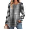 Women's Casual Fashion Long Sleeve Shirt Plaid Printed Tunic Top
