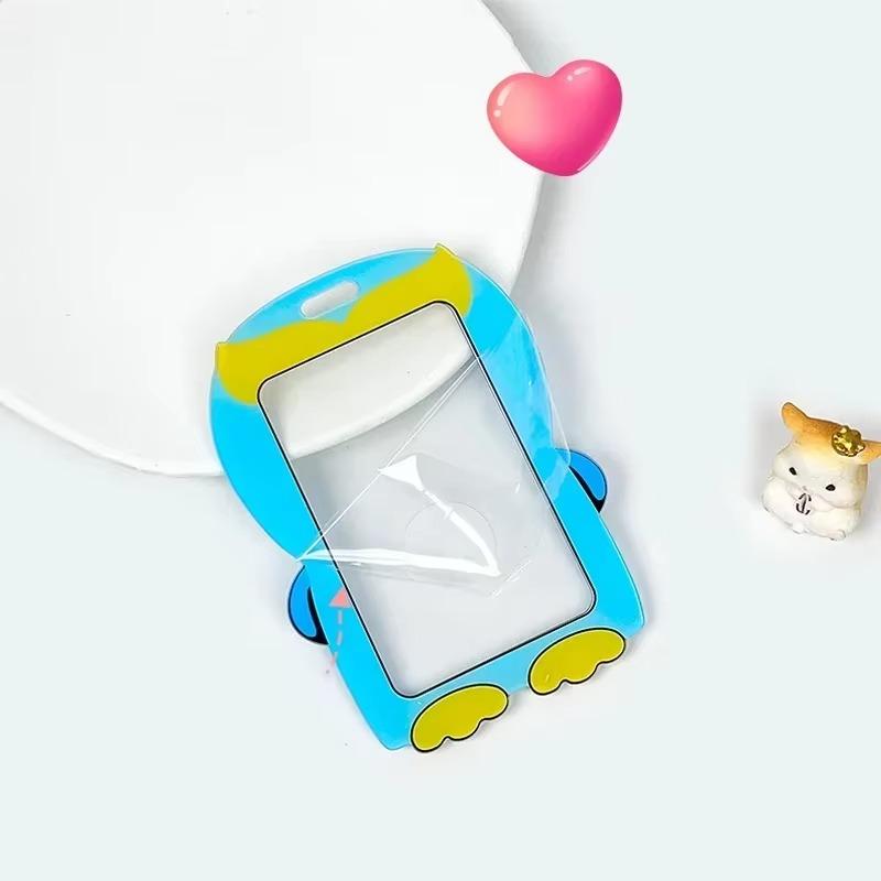 3-дюймовый держатель для фотокарт с милым мультяшным рисунком Kpop, чехол для фотокарты с изображением животных, брелок для ключей, протектор для студенческих автобусных карт