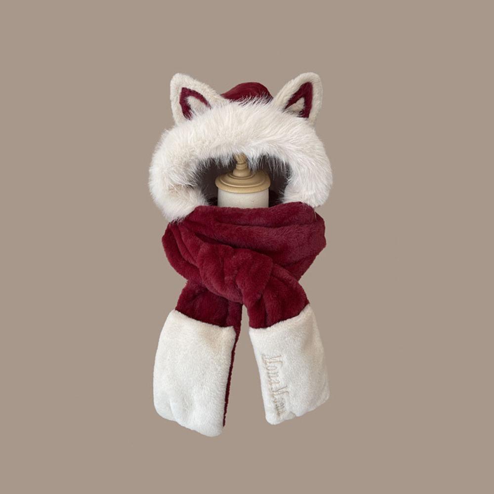 Keep Warm Hat Scarf Gloves Set Thickened Ear Protection Cap New Women Beanies Cap Autumn Winter