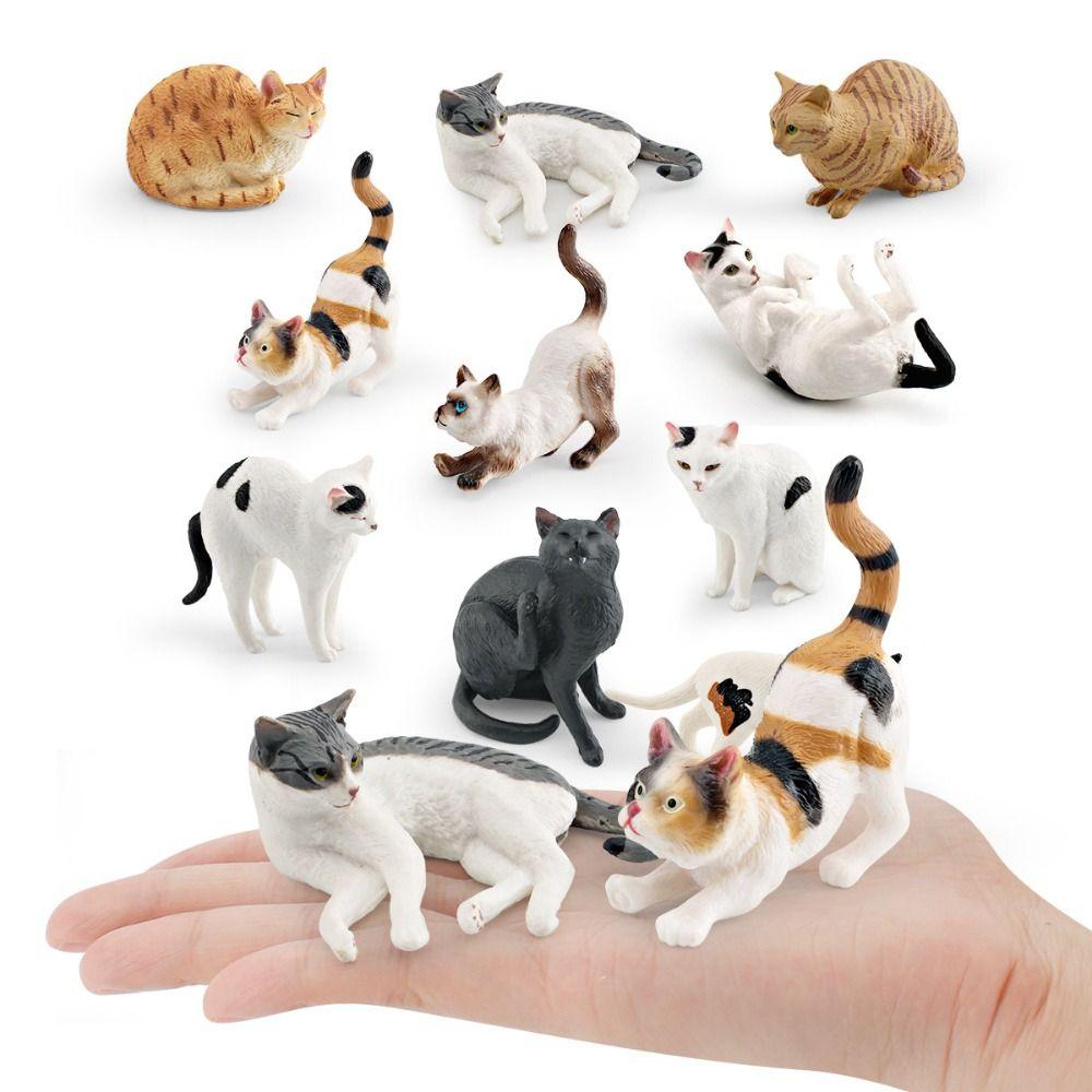 PVC Cat Figures Statue 9 Colors Mini Model Desktop Toys Kawaii Cat Doll Ornaments  Home Decoration