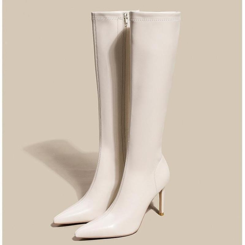 Осенняя и зимняя обувь больших размеров, удобные остроносые сапоги на высоком каблуке