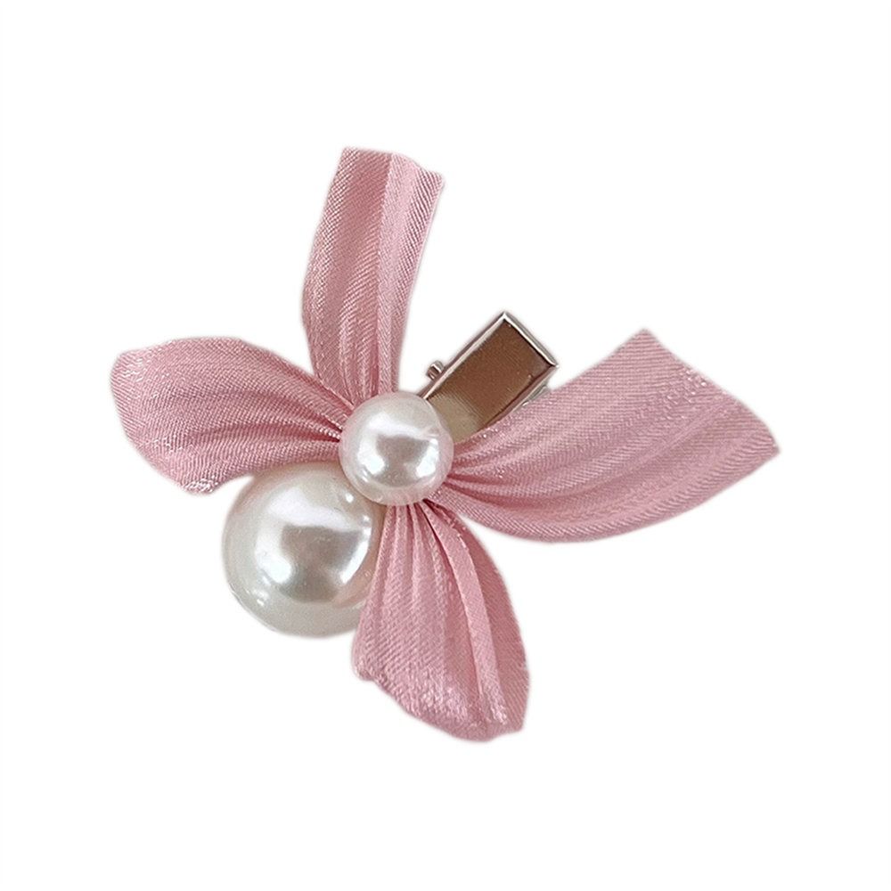 Trendy Bow Pearl  Hairpin Elegant Bangs Pearl Clips Fashion Bowknot Hair Clips  Wedding