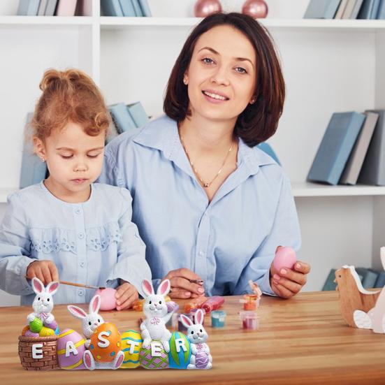 Статуэтки пасхального кролика Yousheng, статуэтка весеннего кролика из смолы, расписанная вручную, центральная часть стола для декора книжной полки дома в саду