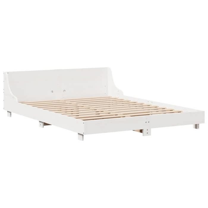 VidaXL Cadre de lit avec tête de lit blanc 120x200 cm bois pin massif, meuble de chambre, sommier, lit en bois, lit, lit 850732
