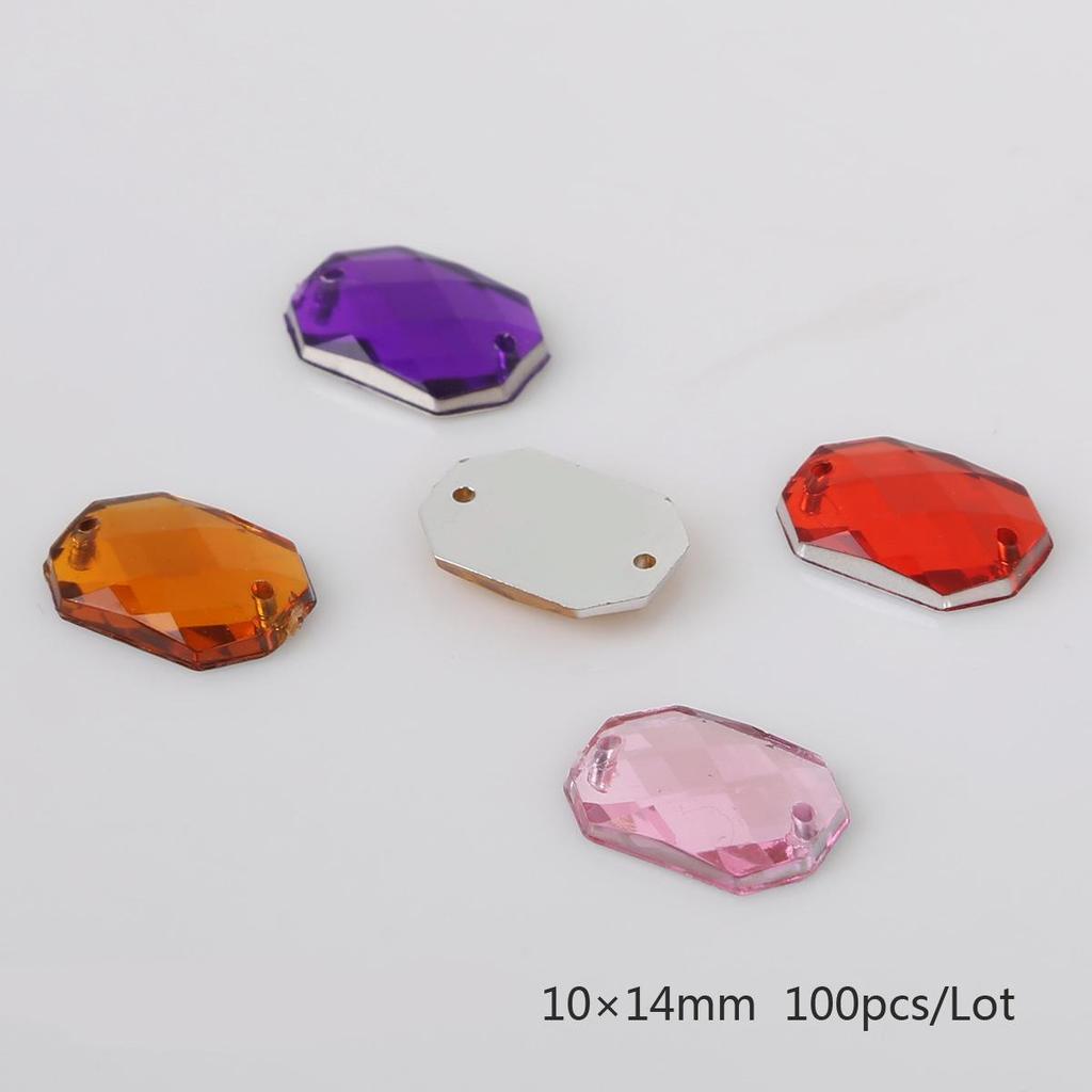 Круглые многогранные акриловые стразы с плоской задней стороной и двумя отверстиями для DIY ювелирных аксессуаров