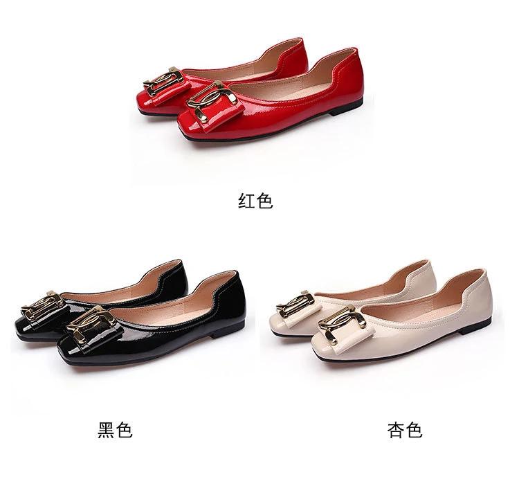 Luxury 2024 Ballerina Ladies Slip-on Shoes Women Spring Fashion Ballet Flats Square Toe Patent Leather Shoe Loafers Women Red