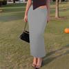 Женская повседневная модная однотонная юбка-рыбий хвост с разрезом, эластичная узкая юбка до середины тела