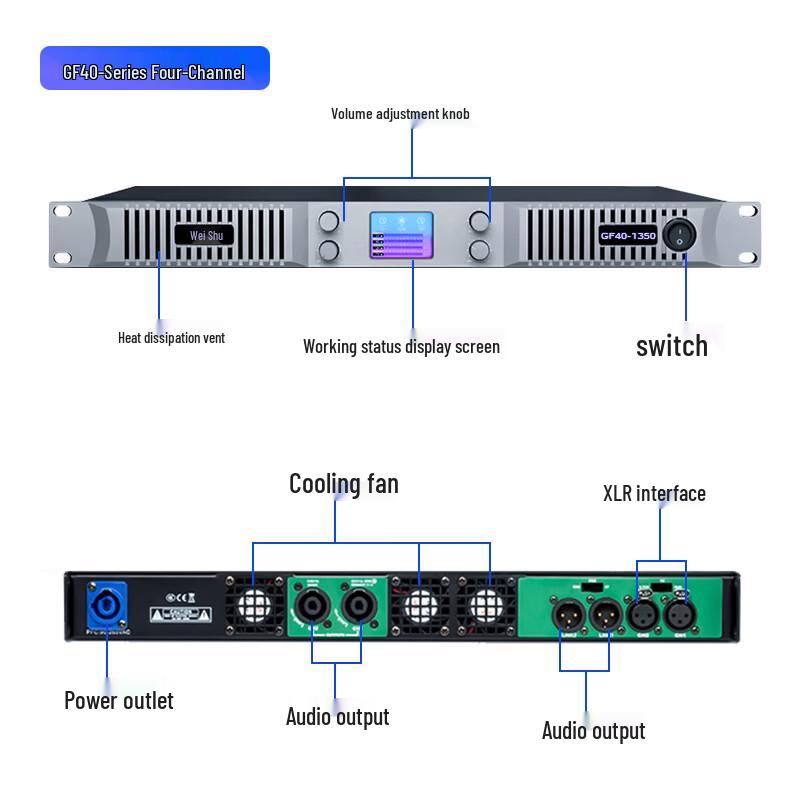 Weishu GF40-1600 Professional 4-Channel Digital Amplifier (CN version)