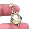 Natural Lemon Quartz 925 Solid Sterling Silver TwoTone Gift Pendant 1.50" l5C67