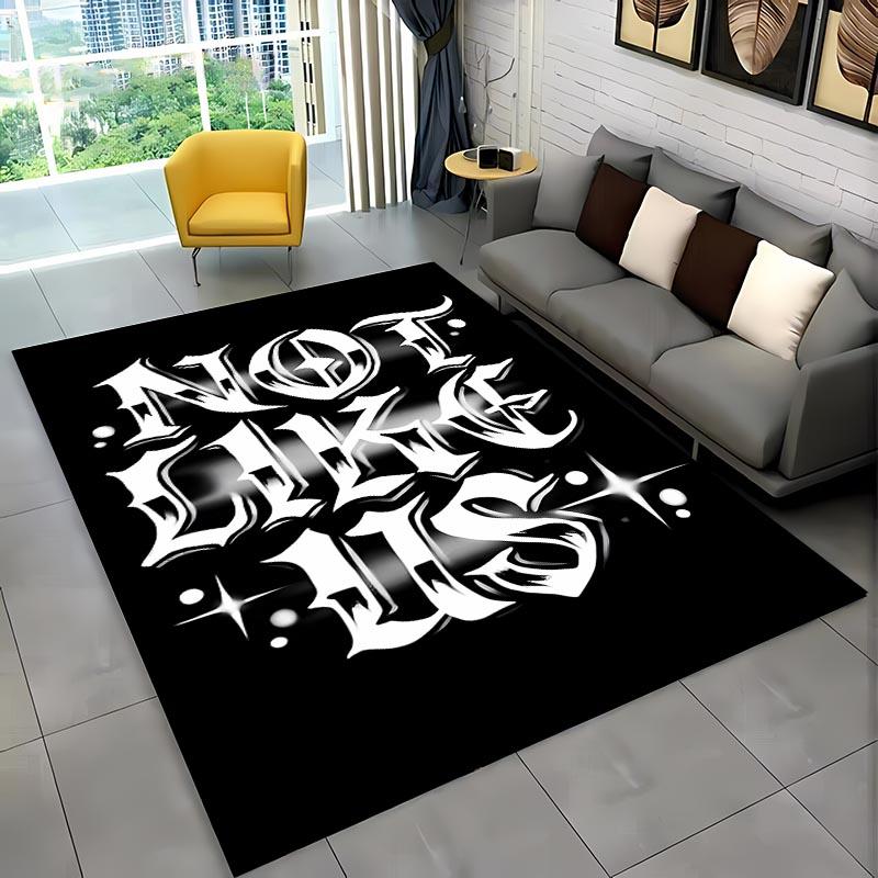 Забавные слова Черно-белый цвет Ковер, Предметы домашнего обихода для гостиной и спальни Коврики для дивана, Дверной коврик Напольный Противоскользящий коврик, Подарок