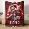 Soccer Player Collage Portrait Flannel Throw Blanket, Sports Fan Soft Warm Blanket for Sofa Bed Couch Home Use