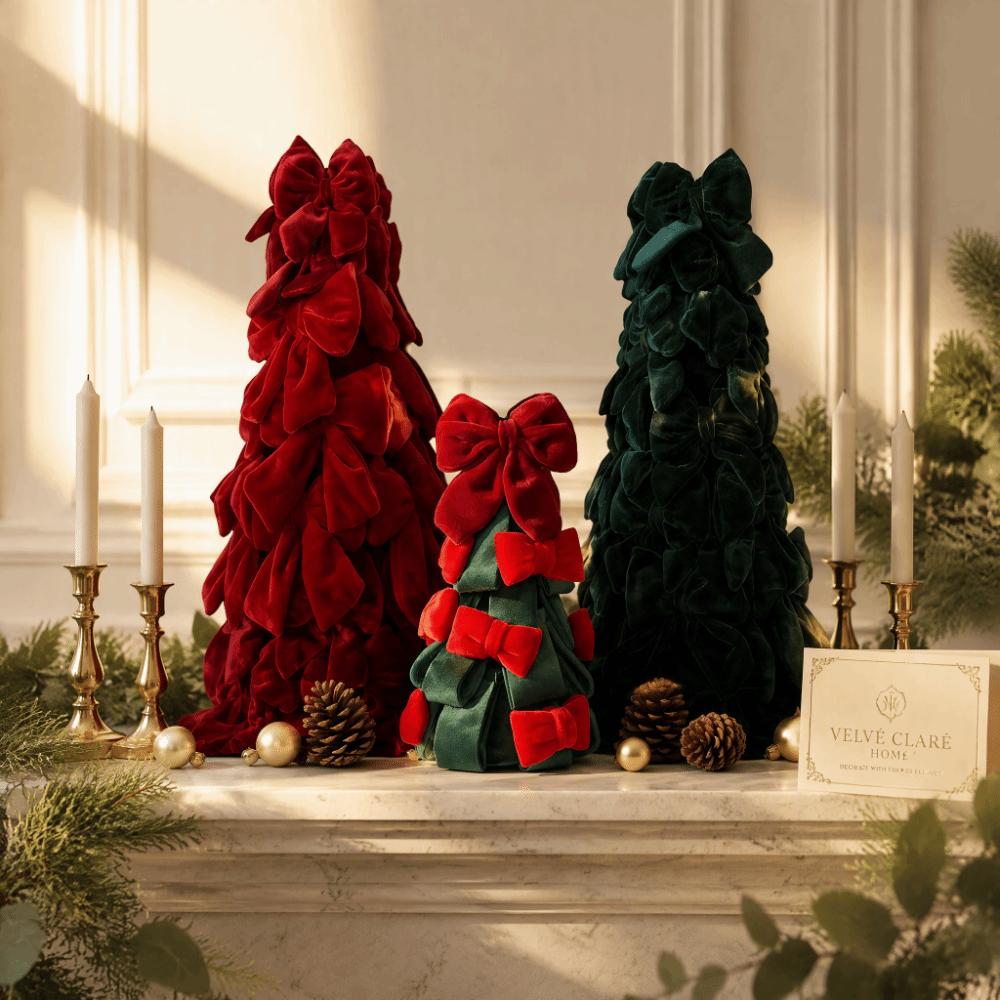 Handmade Craft Christmas Ornament Velvet Bow Christmas Tree Decor Hanging Pendant Christmas Decor