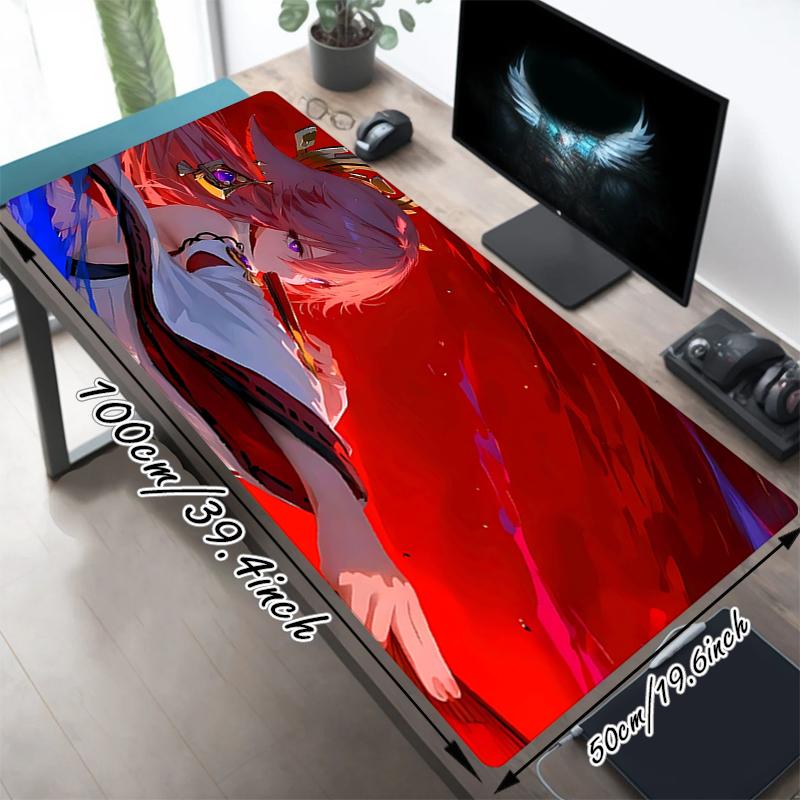 1Pc Fantasy Hair Girl Gaming Mouse Pad Keyboard Desk Mat Non-slip Rubber Lock Edge Waterproof Computer Mousepad for Office Home Decor S1901