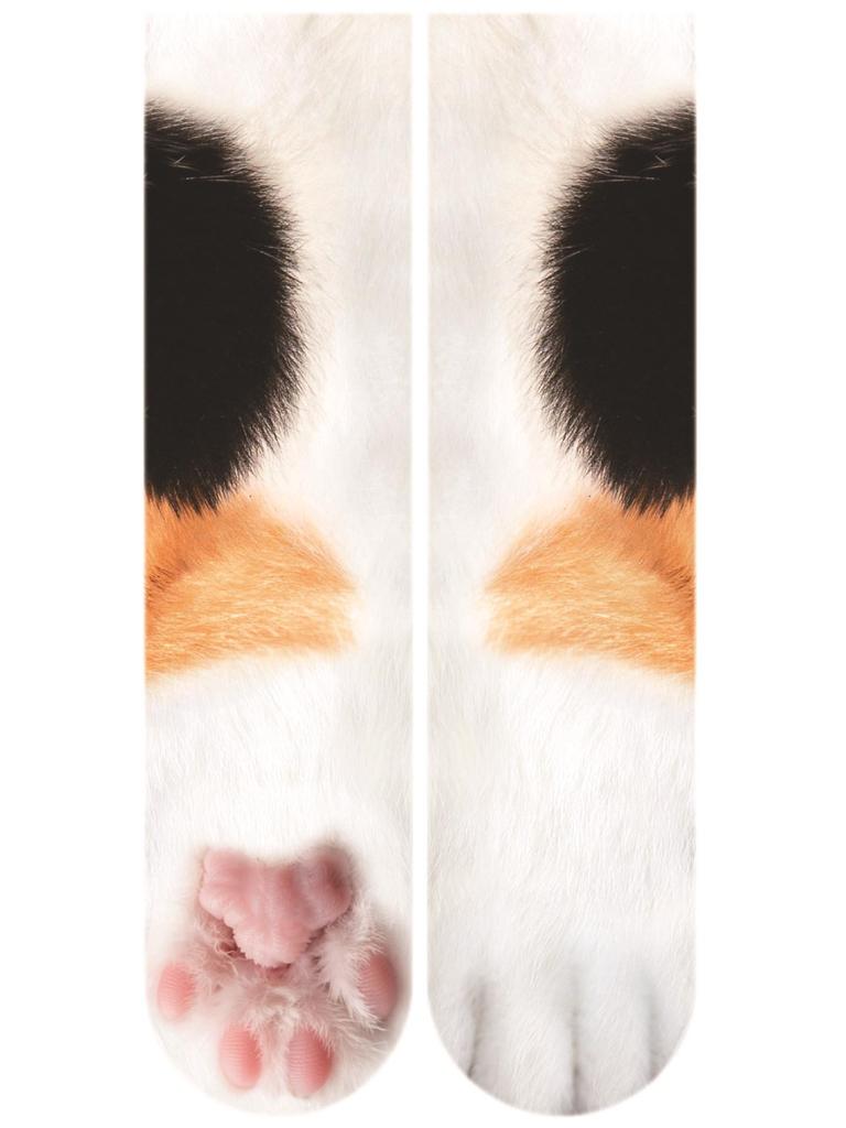3D Animal Paw Mid-Calf Socks - Cartoon Print, Fun Hoof Design for Adults, Cat & Dog Styles