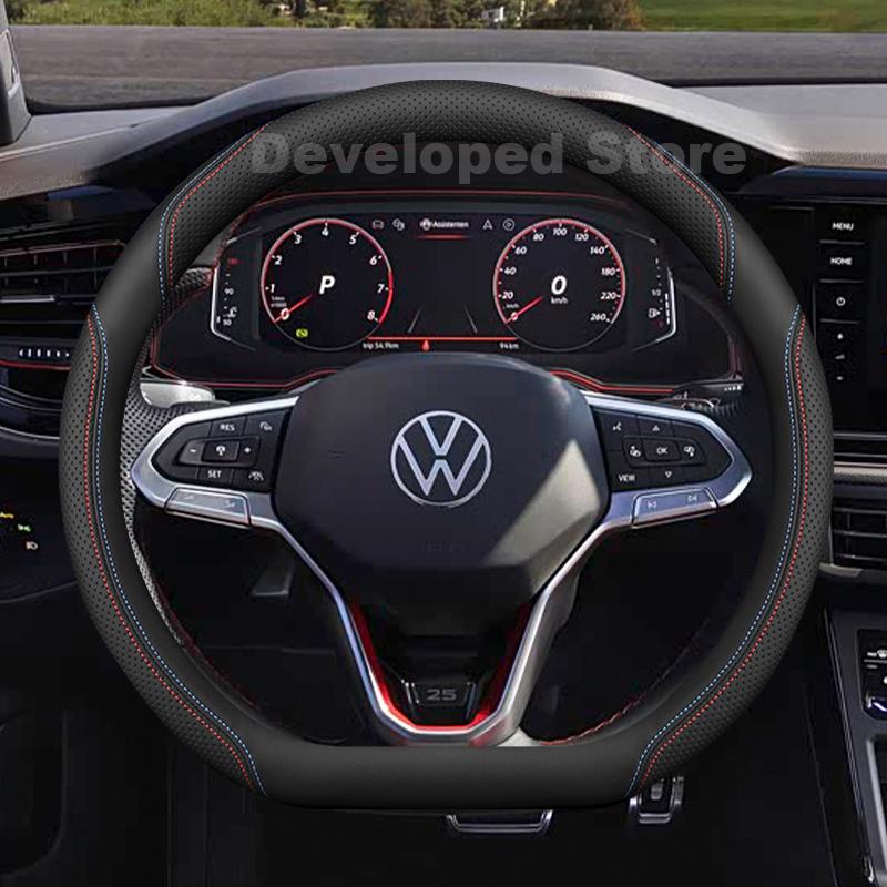 Car Steering Wheel Cover For Volkswagen polo life r line -2026 Leather Auto Steering Wheel Volkswagen t roc Accessories