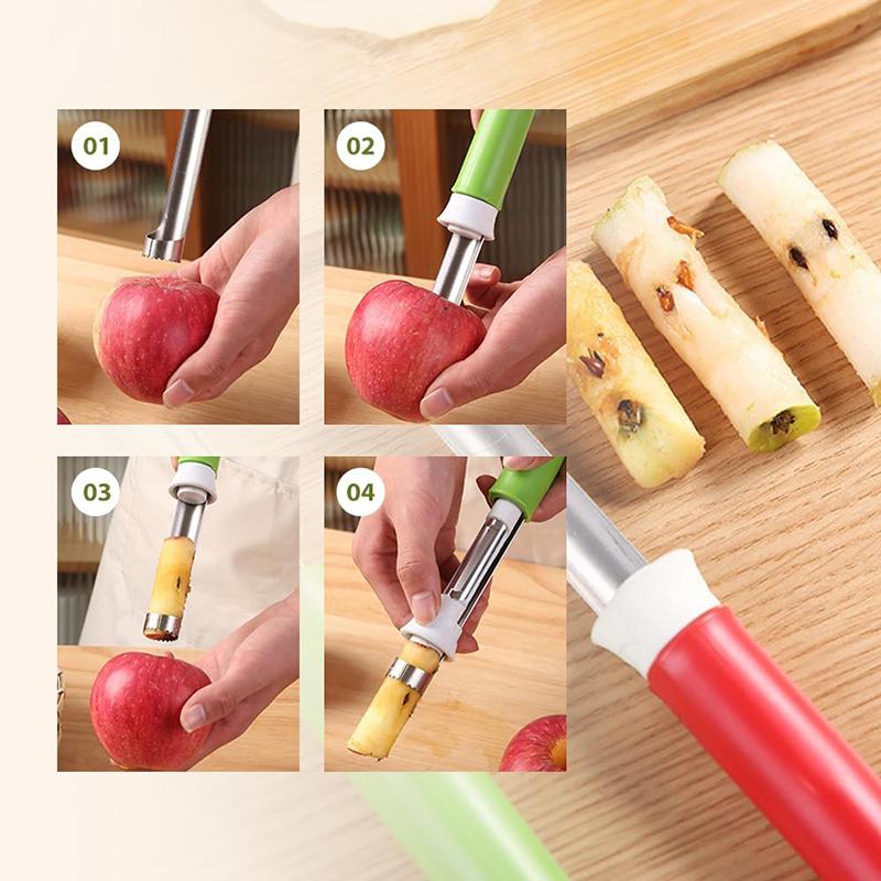 2-в-1 Нержавеющая сталь Очиститель для сердцевины фруктов и овощей Телескопическая машина для чистки фруктов и овощей Удаление сердцевины яблока Очиститель и удалитель сердцевины яблока