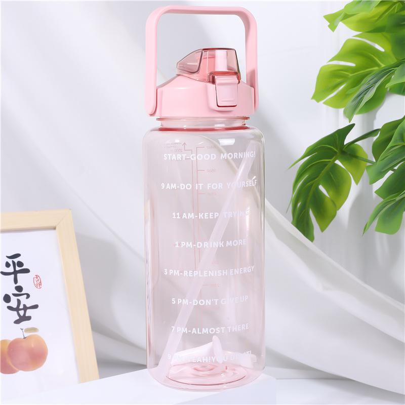 Бутылка для воды для спорта градиентного цвета объемом 2000 мл с ручкой и трубочкой, стакан из матового пластика без содержания бисфенола А