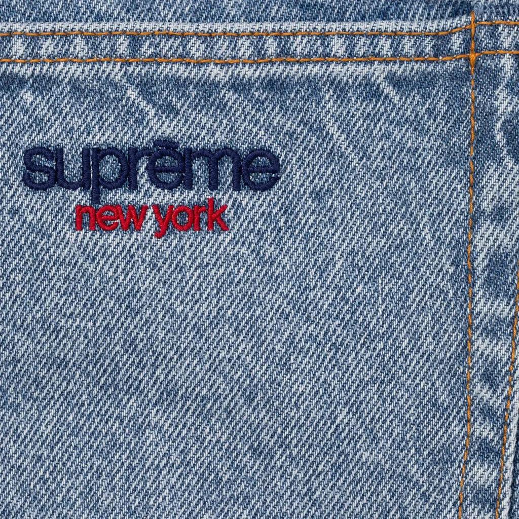 Supreme Широкие джинсы (26СС) Мытый индиго