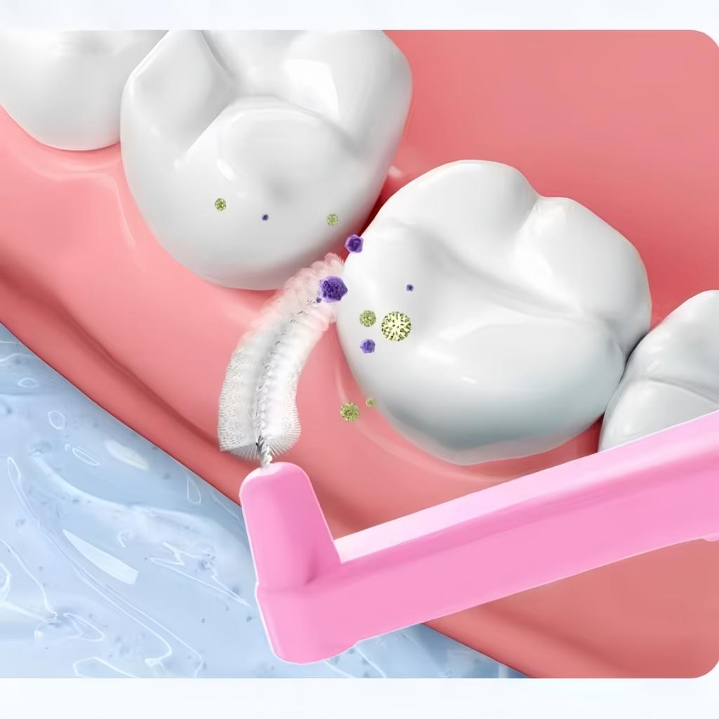 20pcs L Shaped Interdental Brush Cleaning Teeth Gap Soft Brush Portable Interdental Oral Hygiene Cleaning Toothpick Tools