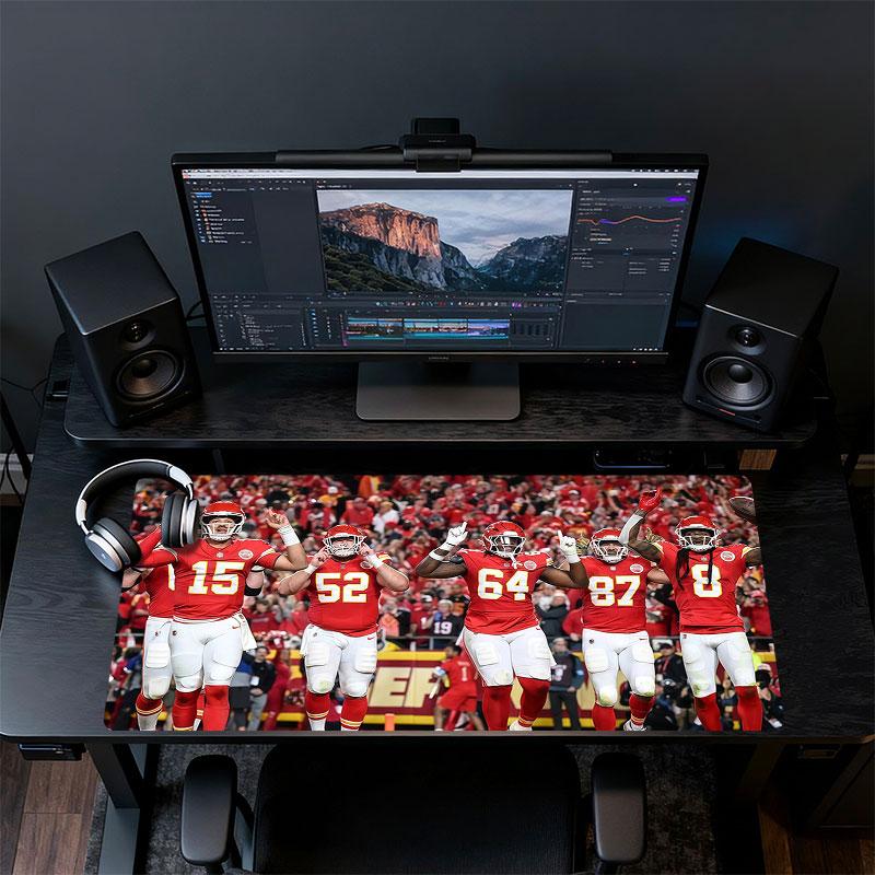 Chiefs Players Mouse Pad, Large Gaming Desk Mat, Non-slip XXL Mousepad for Laptop & Tablet, Mini PC Playmat with Stitched Edges