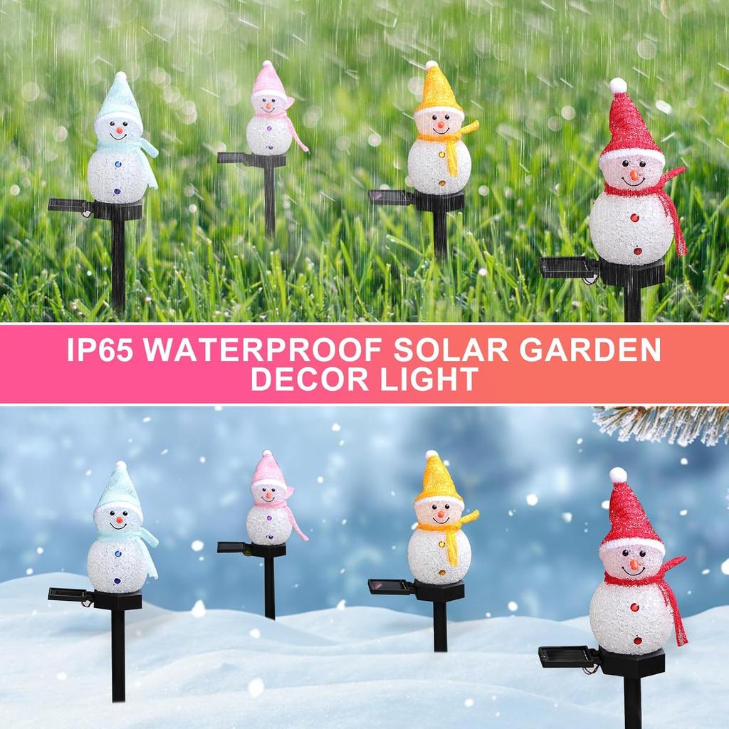 Ground Stake Light Solar Powered Xmas Pathway Lights Snowman Solar Garden Light Outdoor for Christmas Lawn Yard Decoration