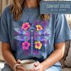 Floral Botanical Nature, Nature Lover Gift Shirt, Flower Lover Gift, Vintage Floral Dragonfly Shirt, Gardening T-Shirt