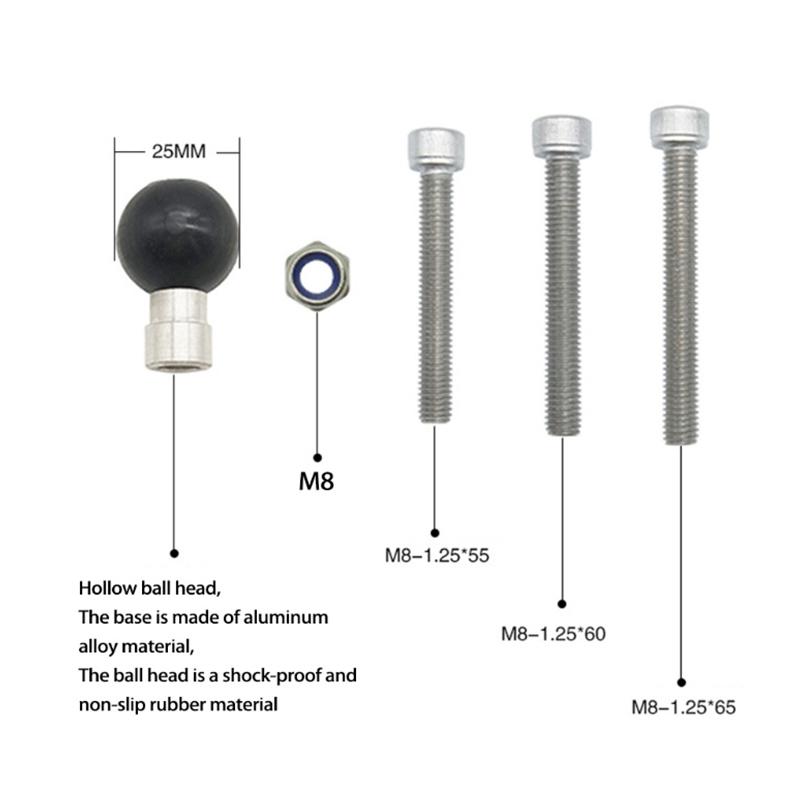 1 inch Ball Head Adapter M8 Screws Motorcycle Handlebar Clamp Base Holder for Mount Smartphone Cameras Holder Bolt Bracket