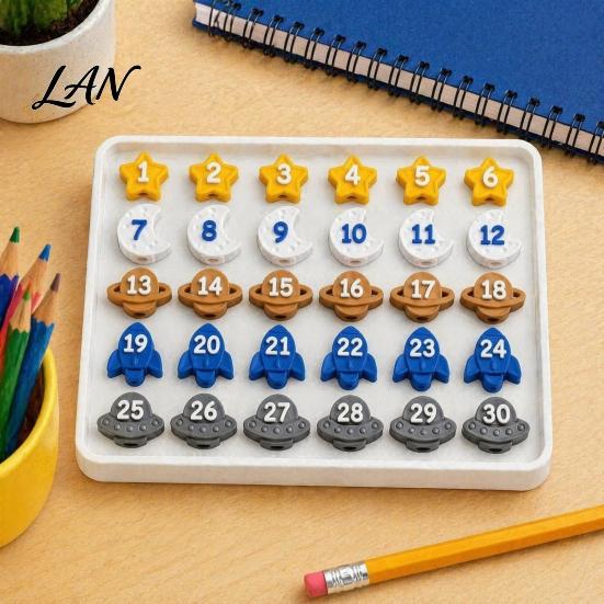 Numbered Pencil Caps for Primary School Cute Toppers, Lovely Charms, Pen Soft Elastic Pencils Toppers Decorations Supplies Classroom Rewards Silicone
