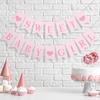 2 Pcs Pre Strung Pink Gingham Sweet Baby Girl Banner Pink Girl Baby Shower Banner Decorations for Gender Reveal Party Decor Supplies Table Wall