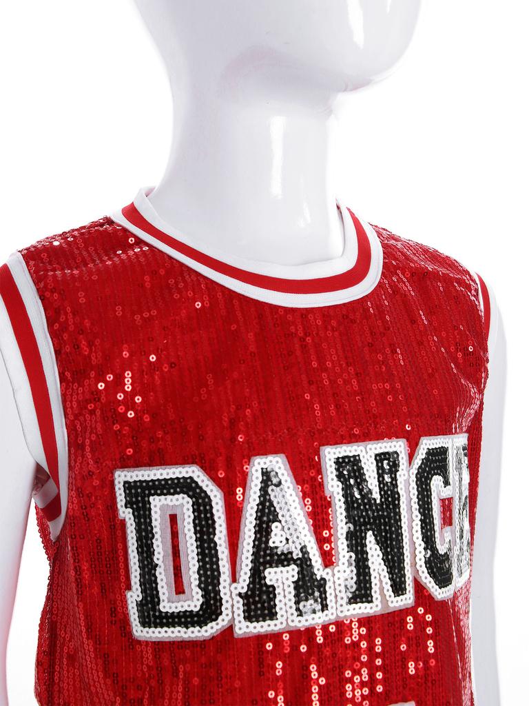 Костюм для девочек, платье без рукавов, расшитое пайетками, с носками