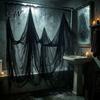 Reusable Halloween Party Decor Gauze Fabric, White/Black Creepy Cloth for Spooky Realistic Horror Scene Accessories Haunted House Decorations, Indoor
