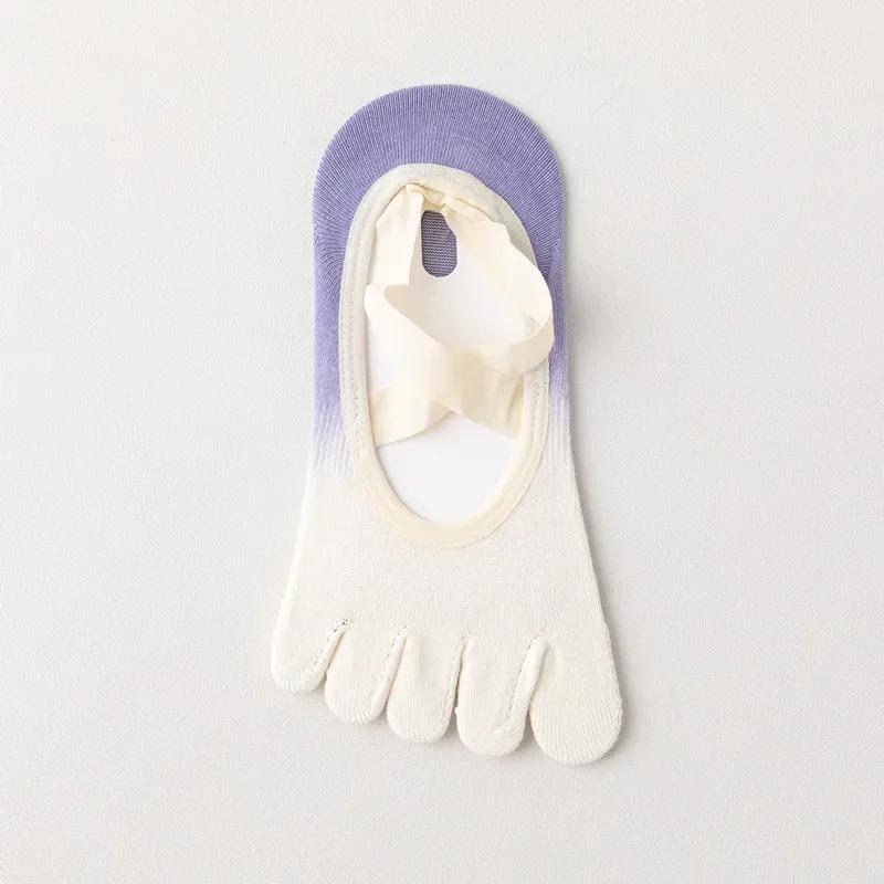 Носки для йоги с пятью пальцами, дышащие, с открытой спиной, бандажные, балетные, пилатесные, женские, профессиональные, силиконовые, нескользящие, танцевальные, спортивные носки